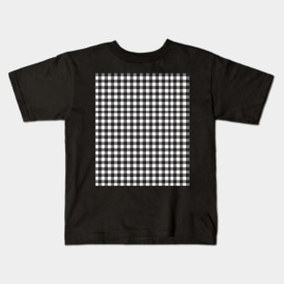 Black and White Houndstooth Gingham Plaid Kids T-Shirt